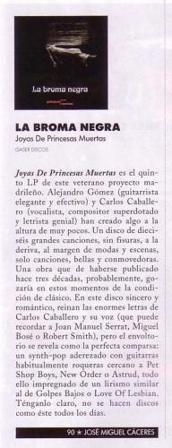 Crítica de "Joyas de Princesas Muertas" en revista "Rock Estatal" 2011